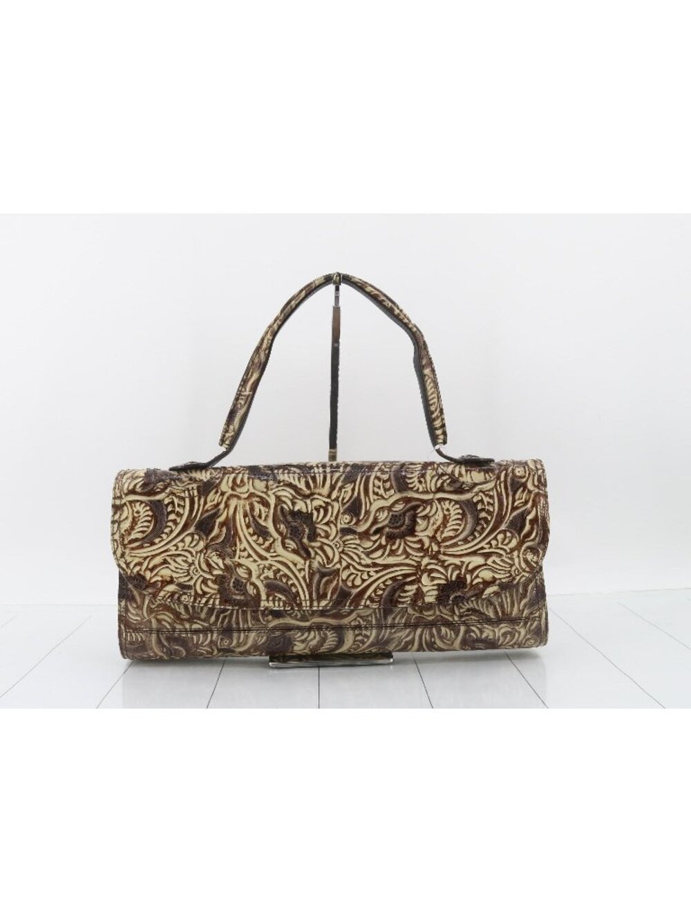 Fendi Leather Embossed Tooled Jumbo Baguette Shoulder Bag FW01 Runway